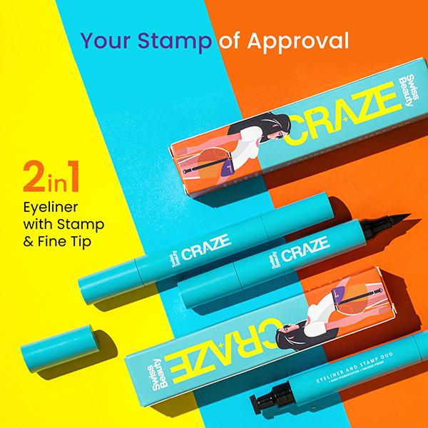 Swiss Beauty Craze Eyeliner And Stamp Duo Black 2.8 ml - Eyeliners