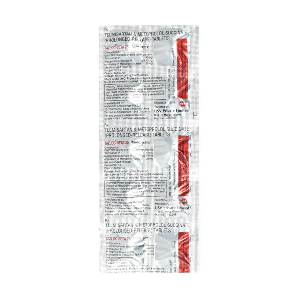 Tazloc Beta 25mg Tablet 10'S - Hypertension-Ang