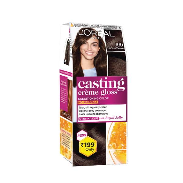 L'Oreal Paris Casting Creme Gloss Small Pack, 300 Darkest Brown 45 Gm - Crème