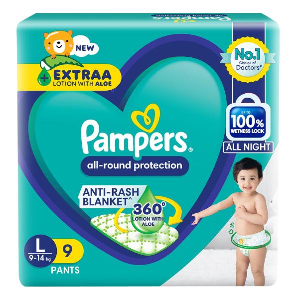 Pampers All Round Protection Diaper Pants (L) 9's - Diapers & Wipes