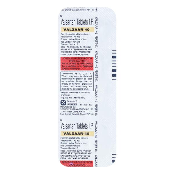 Valzaar 40mg Tablet 10'S - Hypertension-Ang
