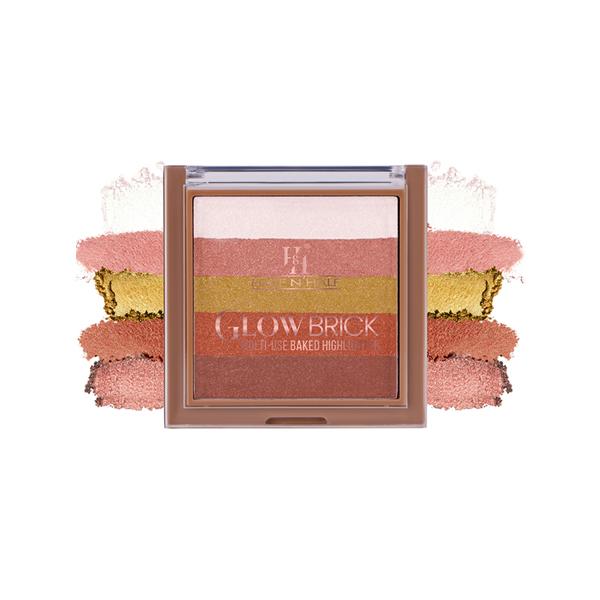 Half N Half Glow Brick Multi-Use Baked Highlighter with 5 Highlighting Shades, Golden Oak 06 7.5 g - Highlighters & Illuminators
