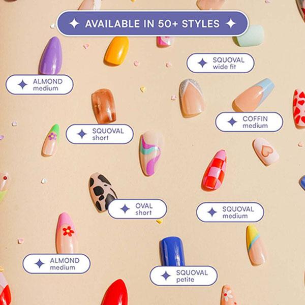 Gush Beauty Nailed It Reusable Luxury Press On Nails With Application Kit Fairy Dust - Medium Round 1's - Nail Art