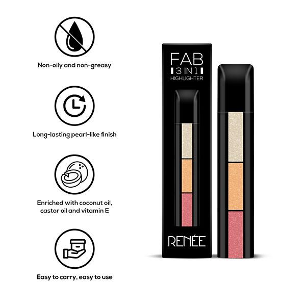 RENEE Fab 3-in-1 Highlighter 4.5 gm - Highlighters & Illuminators