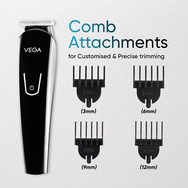 Vega T-Amaze Beard Trimmer for Men with 4 Comb Attachments, 60 Min Run Time, Cordless (VHTH-13) 1's - Trimmers