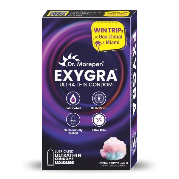 Netmeds | Dr. Morepen Exygra Ultrathin Lubricated Condom - Cotton Candy Flavour 10's