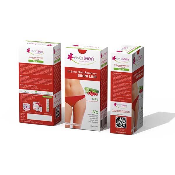 everteen SILKY Bikini Line Hair Remover Creme with Cranberry and Cucumber 50 gm - Shaving & Hair Removal