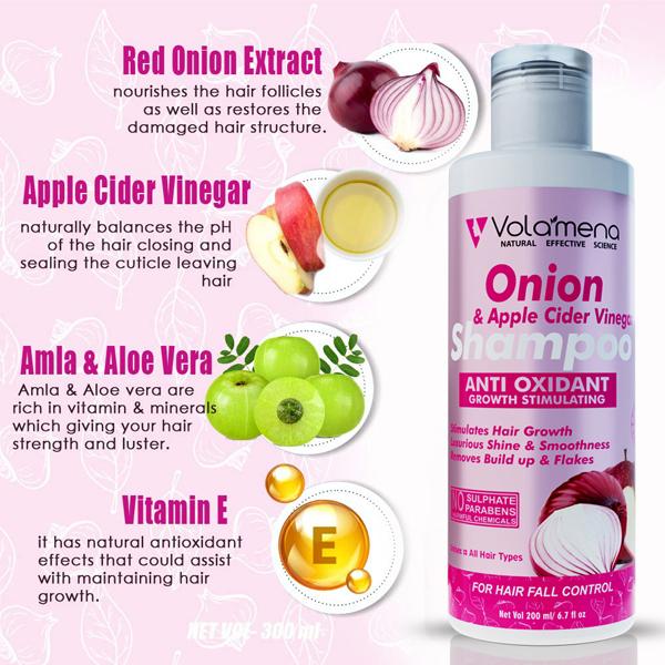 Volamena Shampoo - Onion & Apple Cider Vinegar 200 ml - Shampoos