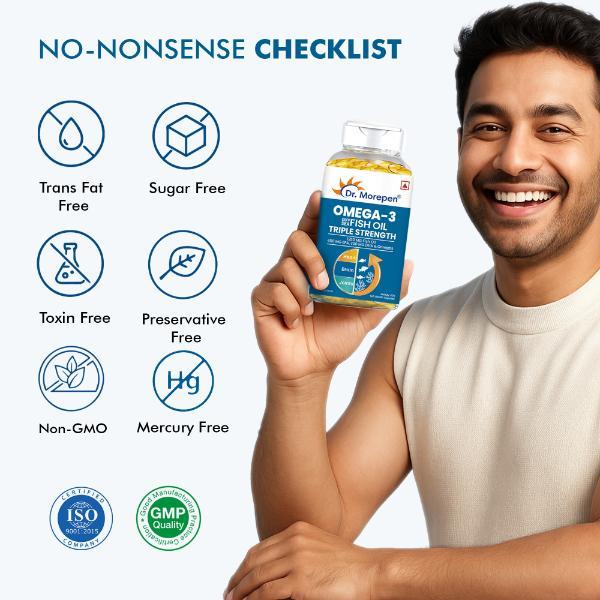 Dr. Morepen Omega 3 Deep Sea Fish Oil Triple Strength Capsule 60's - Omega Fish Oil Fatty Acids