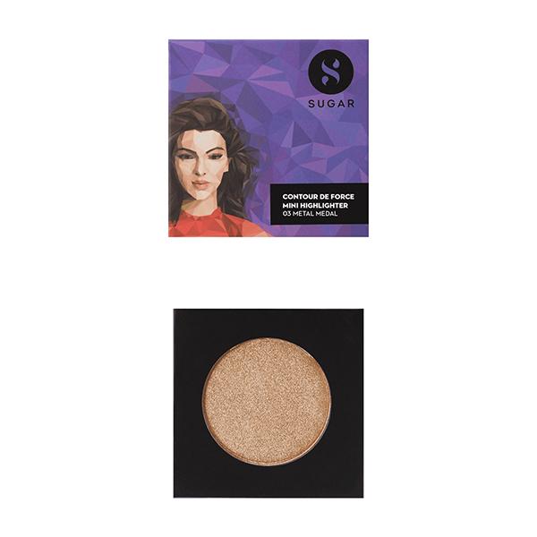 SUGAR Cosmetics Contour De Force Mini Highlighter - 03 Metal Medal (Soft Gold) 4 gm - Highlighters & Illuminators