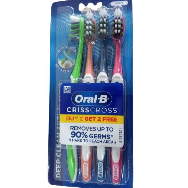 Netmeds | Oral B CrissCross Deep Clean Anti Plaque Toothbrush - Soft (Buy 2 Get 2 Free)
