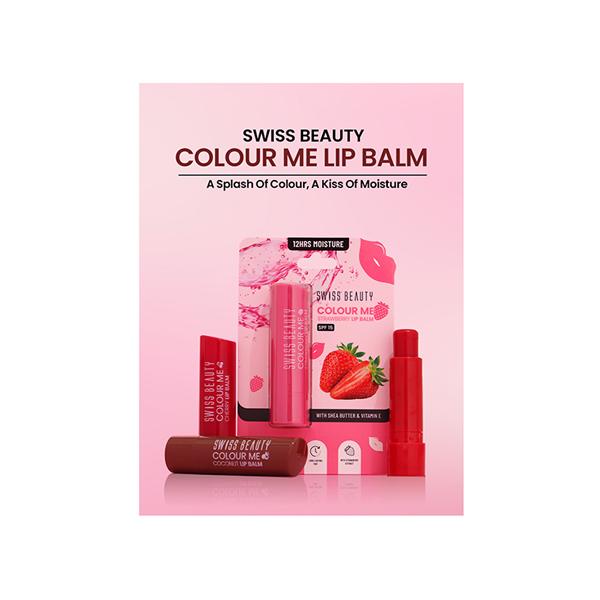 Swiss Beauty Colour Me Lip Balm-Strawberry Slush 4.5 gm - Lip Balms
