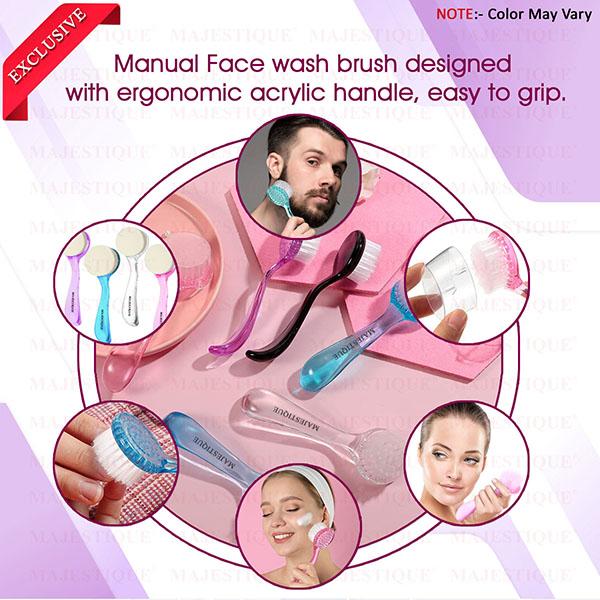 Majestique Pore Cleaning Facial Brush Combo, Remove Blackheads and Massage Skin Cleansing - Multicolor 2's - Massagers
