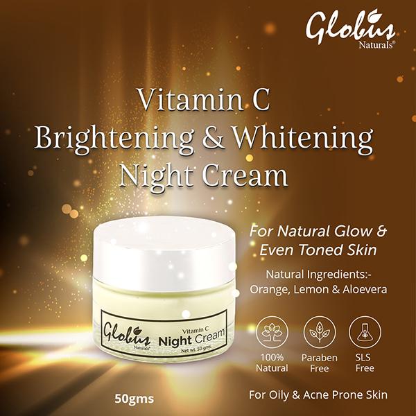 Globus Naturals Vitamin C Brightening & Whitening Night Cream 50 gm - Night Cream