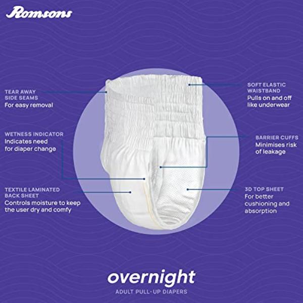 Dignity Overnight Pull Ups Adult Diapers (L - XL) (34 - 59 Inch) 10's - Adult Diapers & Pads