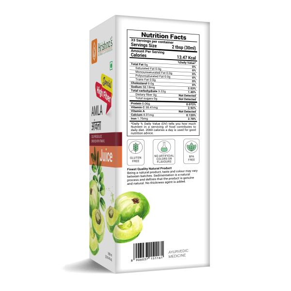 Krishna's Herbal & Ayurveda Special High Fibre Amla Juice 1000 ml - Ayurvedic Juices