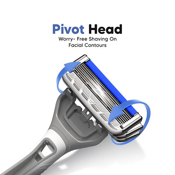 Letsshave Pro 6 Portable Kit (Razor + Shave Gel + After Shave Balm+Travel Pouch + Razor Travel Cap) 1's - Razors & Cartridges