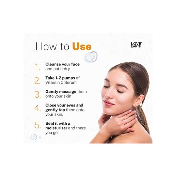 Love Earth Vitamin C Serum for Skin Hydration, Reduces Wrinkles & Hyperpigmentation with Pure 30 ml - Face Serum