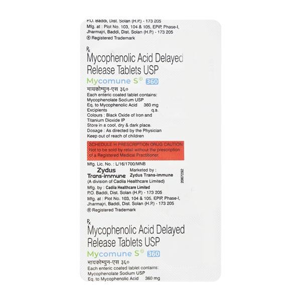 Mycomune S 360mg Tablet 10'S - Auto Immune Disease-Imm