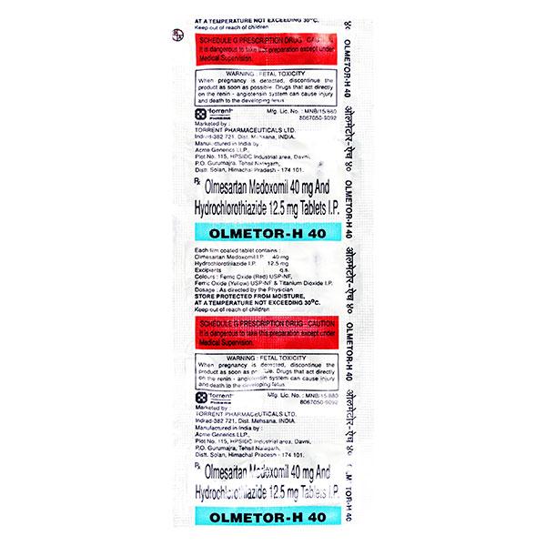 Olmetor H 40mg Tablet 10'S - Hypertension-Ang