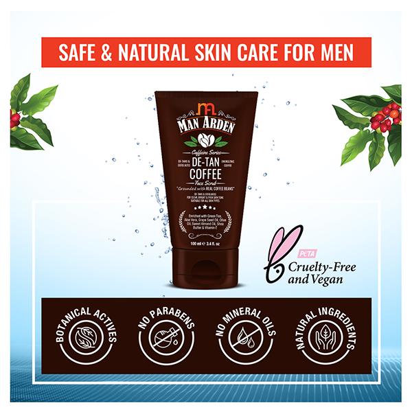 Man Arden Caffeine Series Face Scrub - De-Tan Coffee 100 gm - Face Scrubs