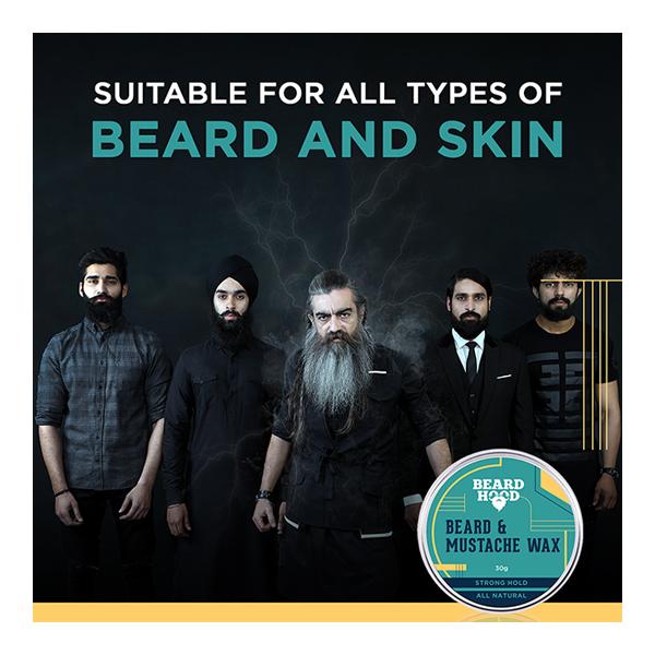 Beardhood Mustache & Beard Wax - Strong Hold All Natural 30 gm - Beard Wax