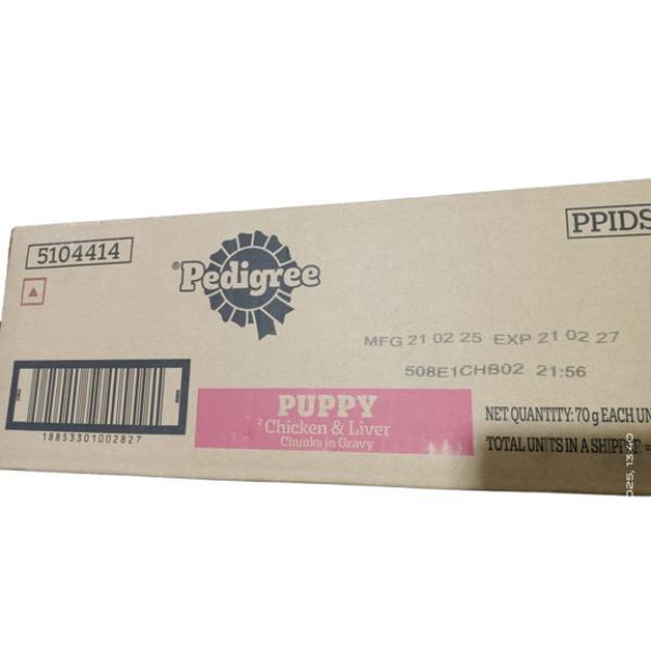 Netmeds | Pedigree Puppy Chicken & Liver Chunks in Gravy (Pack of 15 x 70 gm) 1050g