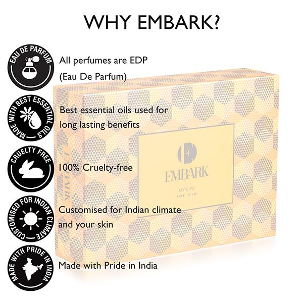 EMBARK My Life For Him Men/Boys Perfume Giftset( 100ml EDP + 100ml Shower Gel + 100ml Face Wash + 150ml Perfumed Deodorant + Mens Pouch) 450 ml - Men Perfumes (Edt/Edp)
