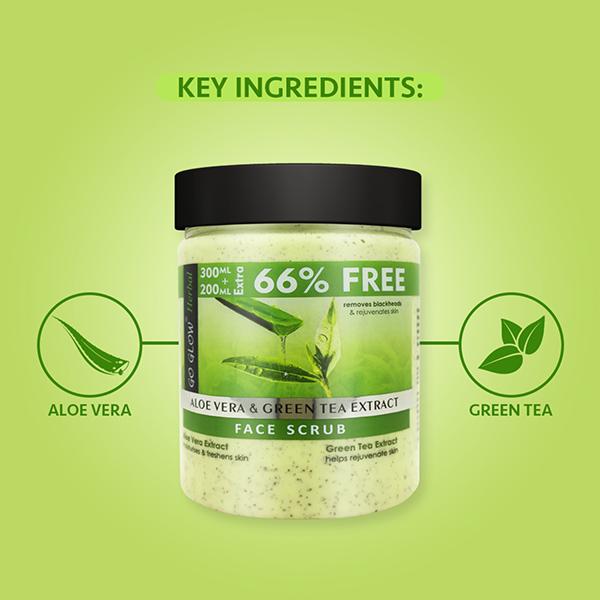 Berina Go Glow By Berina Aloevera & Tea Tree Extract Face Scrub 500 ml - Face Scrubs