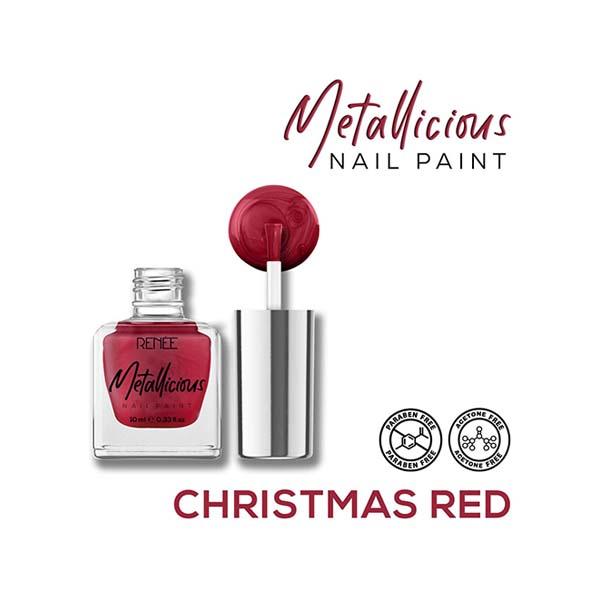 RENEE Metallicious Nail Paint - Christmas Red 10 ml - Nail Polish
