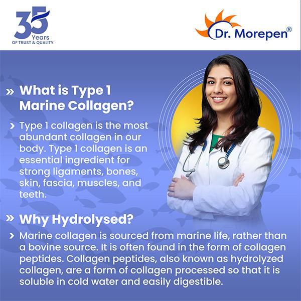 Dr. Morepen Marine Collagen Skin Protein Powder - Pineapple Flavour 250 g - Hair & Skin