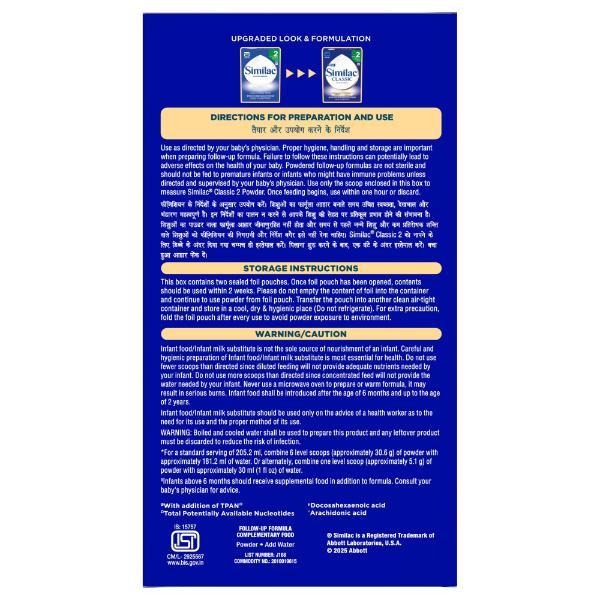 Similac Classic Follow Up Formula Stage 2 Powder (6 to 12 months) Refill Pack 800 g - Baby And Infant Supplements