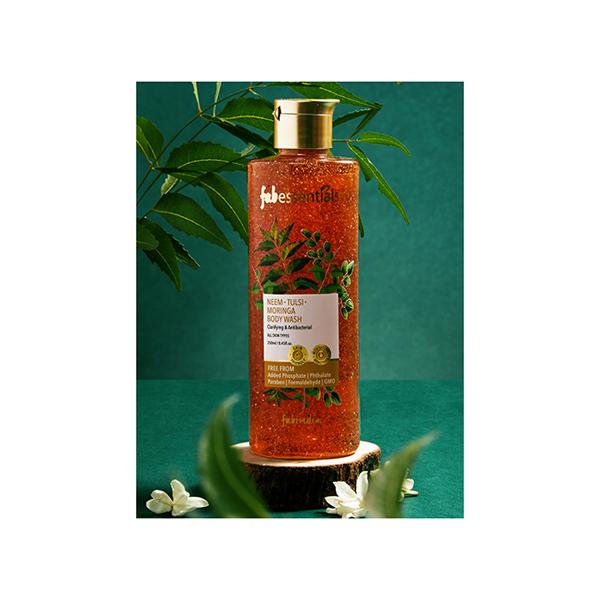 Fabessentials Neem Tulsi Moringa Body Wash With The Goodness Of Apricot Seed and Walnut Shells 250 ml - Shower Gels & Body Wash