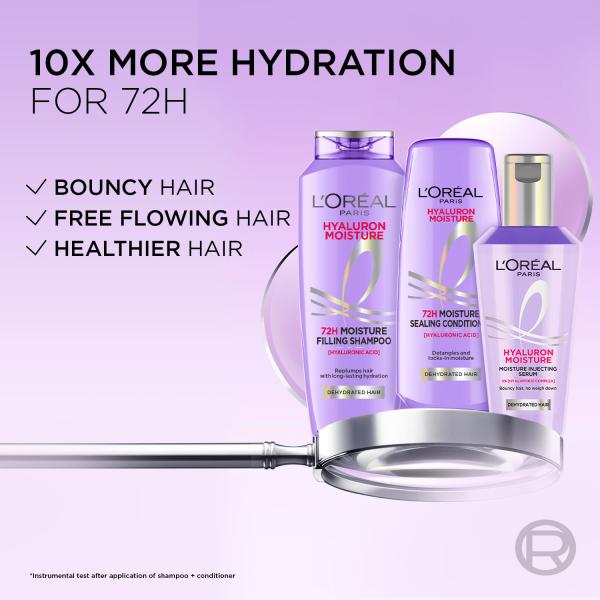 L'Oreal Paris Hyaluron Moisture Hair Serum With Hyaluronic Acid For Bouncy,Frizz-Free Hair 80 ml - Hair Serums