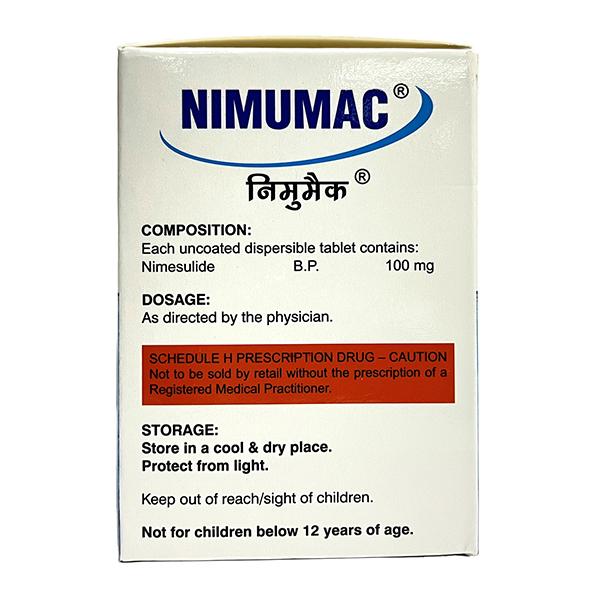 NIMUMAC VANILLA FLAVOUR MOUTH DISSOLVING Tablet 10's - Pain relief-Nsa
