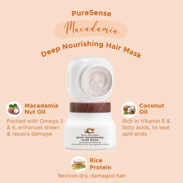 PureSense Macadamia Deep Nourishing Hair Mask for Dry and Chemically Treated Hair 140 gm - Hair Masks & Packs