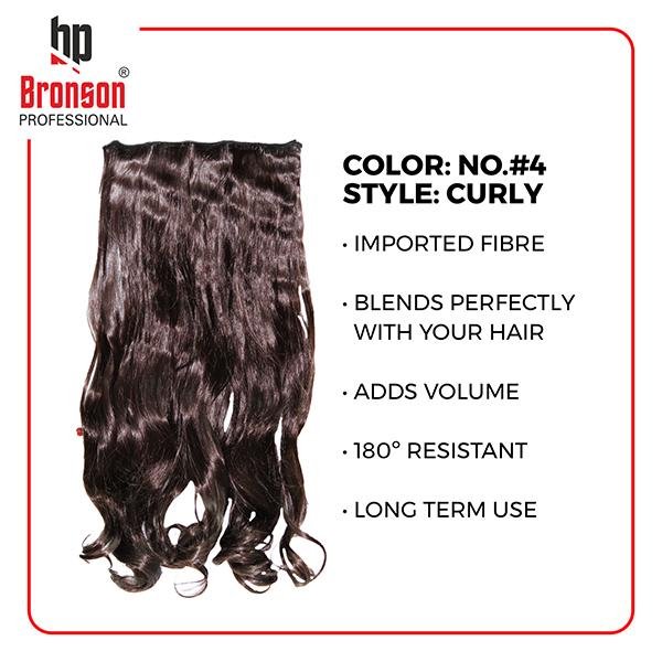 Bronson Professional Hair Extensions Out Curl 5 Clip-In 24 inch Dark Brown No 4 1's - Hair Clips/Bands
