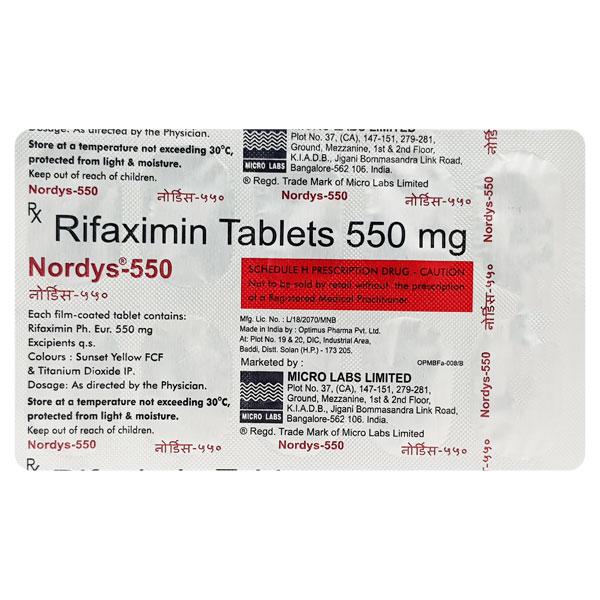 Nordys 550mg Tablet 10'S - Bacterial Infections-OAB