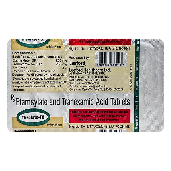 THEOLATE TX Tablet 10's - Bleeding Disorders-HPA