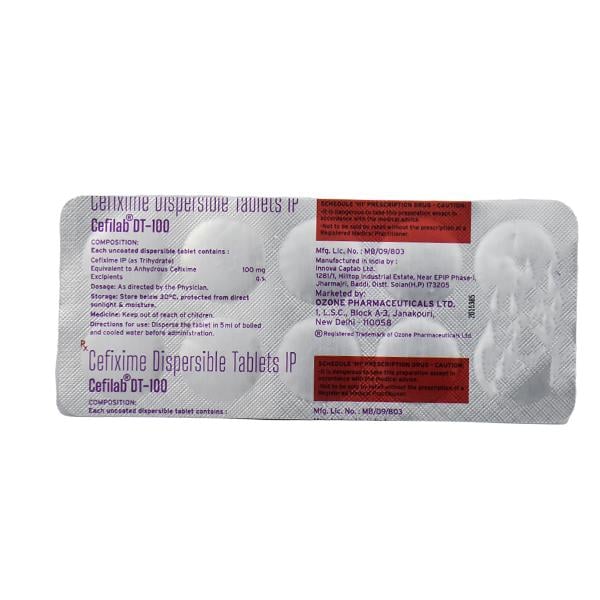 Cefilab DT 100mg Tablet 10'S - Bacterial Infections-Cep