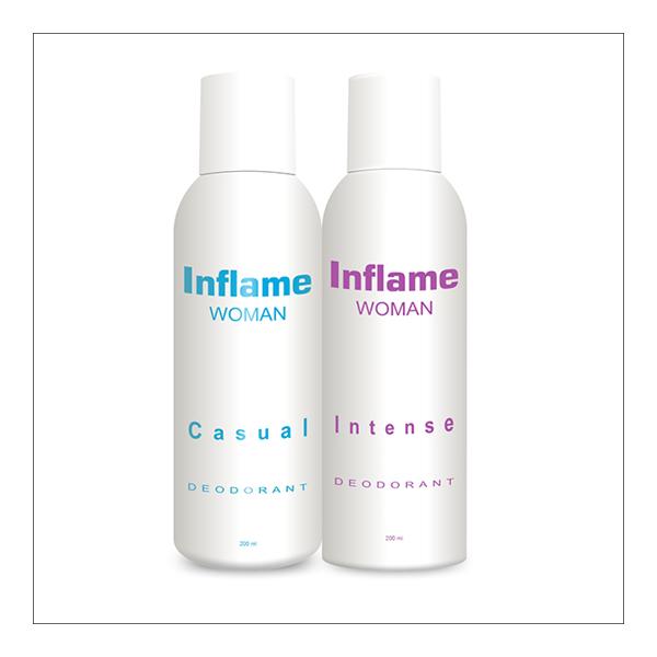 Inflame Woman Deodorant Body Spray - Casual + Intense (Pack of 200 ml Each)