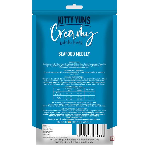 Kitty Yums Creamy Seafood Medley (Buy 4 Get 1 Free) 1's - Petfood