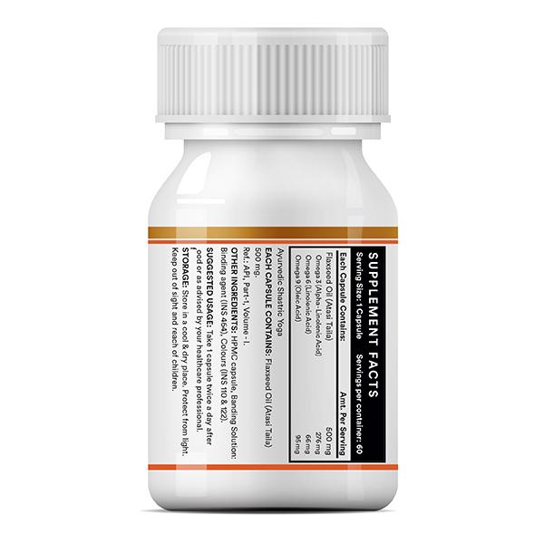 INLIFE Flaxseed Oil 500 mg Veg Capsules 60's - Omega Fish Oil Fatty Acids