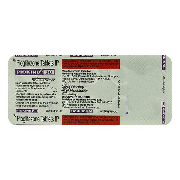 Piokind 30mg Tablet 10'S - Diabetes-Ant