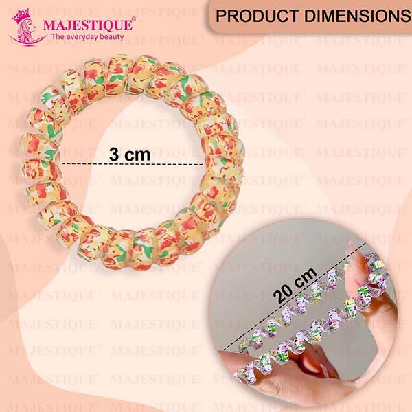 Majestique Spiral Hair Ties For Thick Hair Elastic No Crease Hair Coils Waterproof Ponytail Holders - Multicolor 5's - Hair Clips/Bands