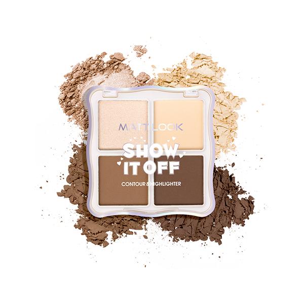 Netmeds | Matt Look Show it off Contour & Highlighter Combo Palette, All-In-1 Face Makeup Kit, Sand-01 18 gm
