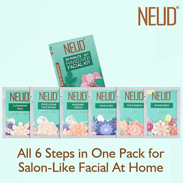 NEUD 6-Step DIY Makeover Facial Kit for Salon-Like Glow at Home 60 gm - Facial Kits
