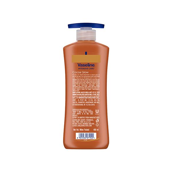 Vaseline Intensive Care Cocoa Glow with pure Cocoa & Shea Butter Restores Glow To Dull & Dry Skin Body Lotion 400ml - Lotions & Creams