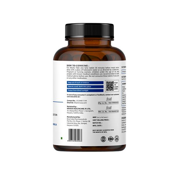 Nirvasa Keto Tablets, 60 Tablets 60 gm - Multi-Vitamins
