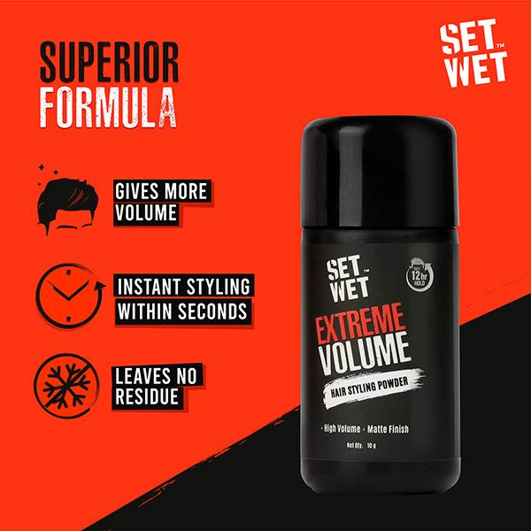 Set Wet Extreme Volume Hairstyling Powder Strong Hold and Matte Finish 10 gm - Hair Gels & Waxes